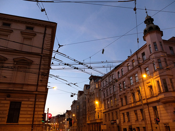 Rues dans un quartier à l'ouest de Brno.