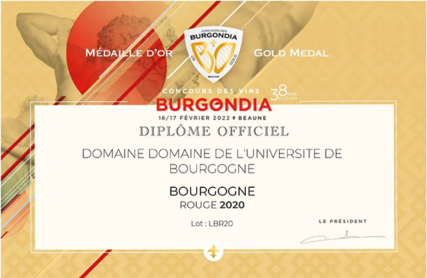 Les vins de l’uB primés au 38ème concours des vins Burgondia